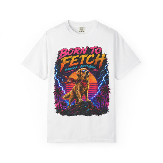 T-Shirt — "Born to Fetch" Retro Dog Graphic Tee