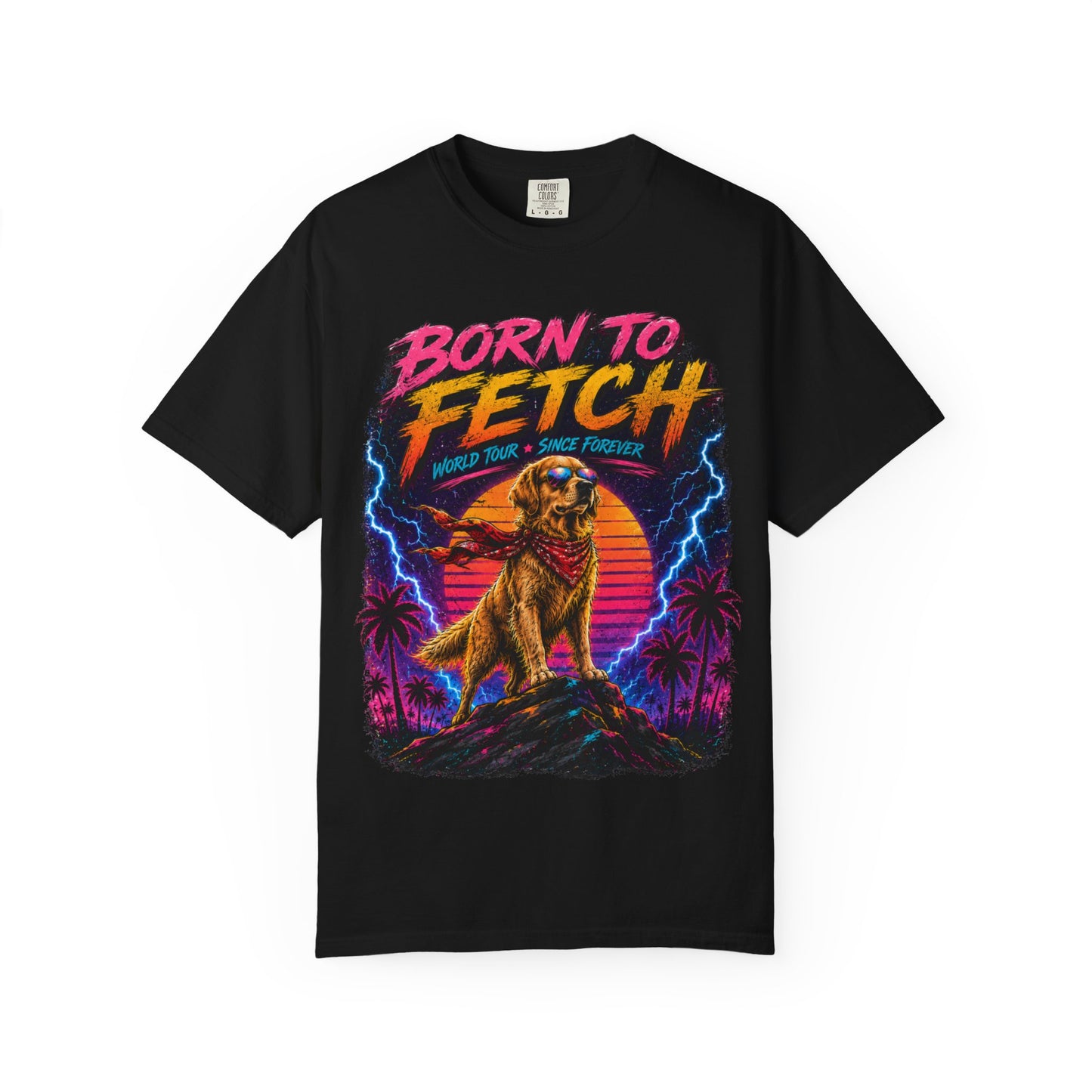 T-Shirt — "Born to Fetch" Retro Dog Graphic Tee