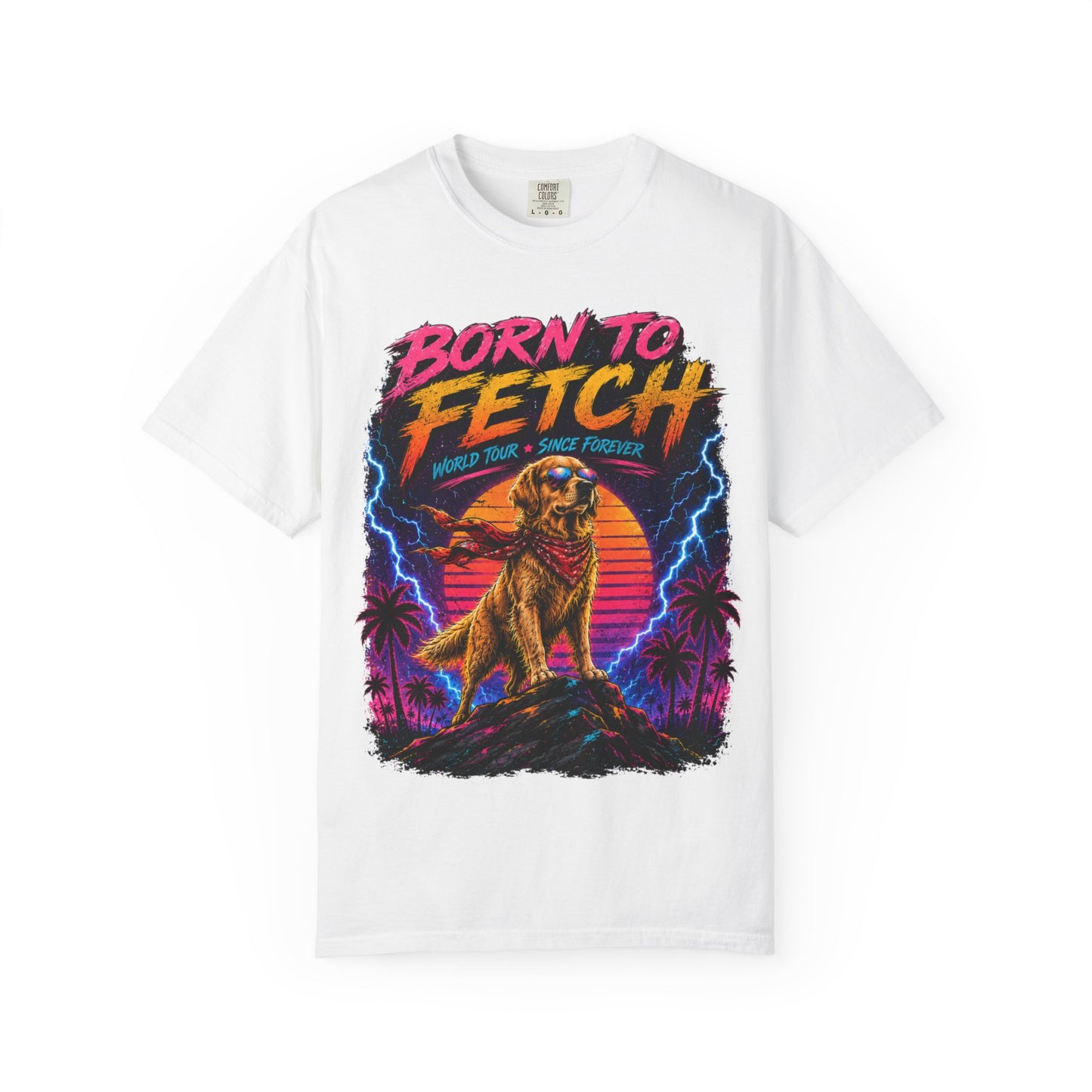 T-Shirt — "Born to Fetch" Retro Dog Graphic Tee