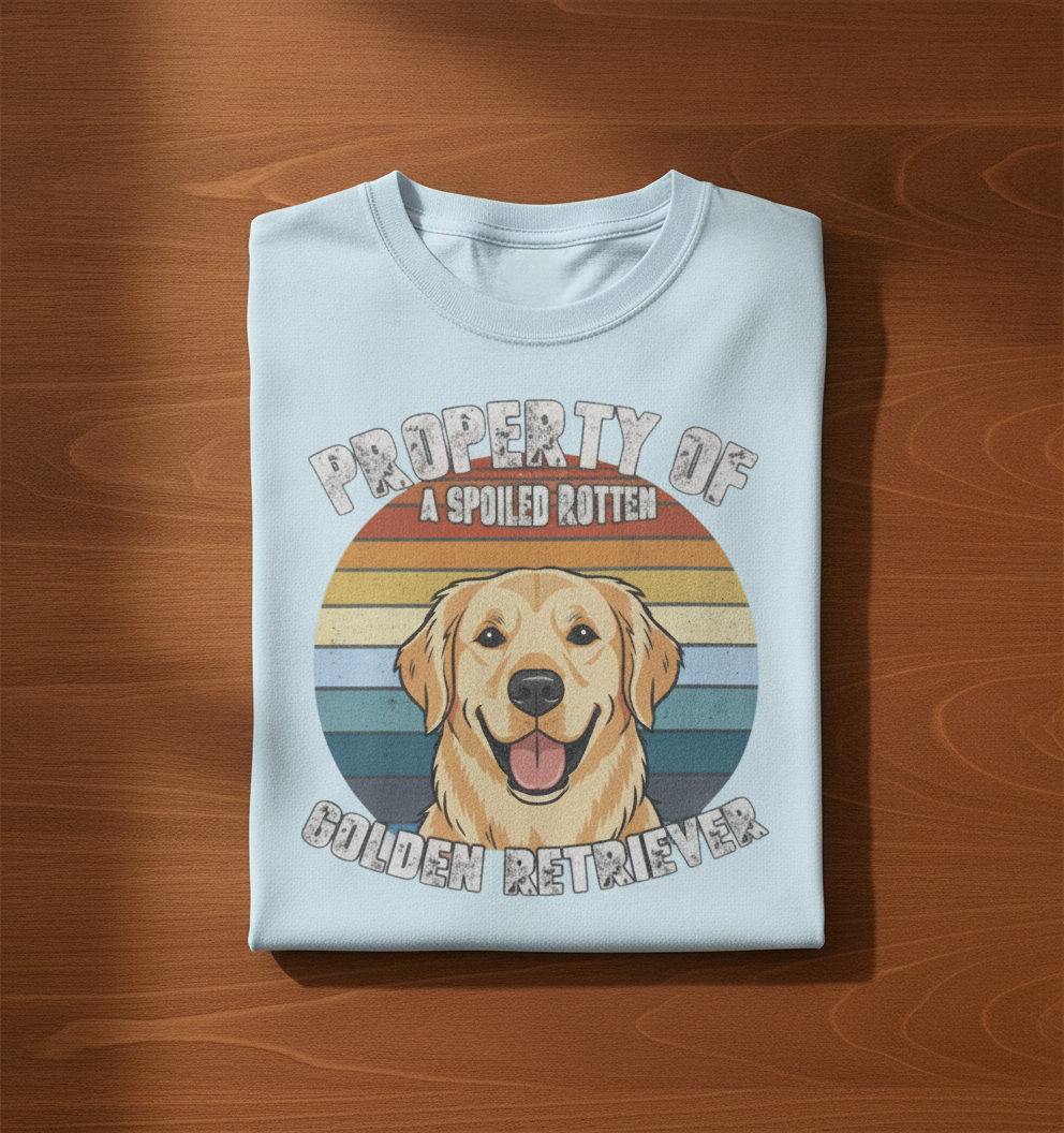 Golden Retriever T-Shirt — "Property of a Spoiled Rotten Golden Retriever" Retro Dog Tee