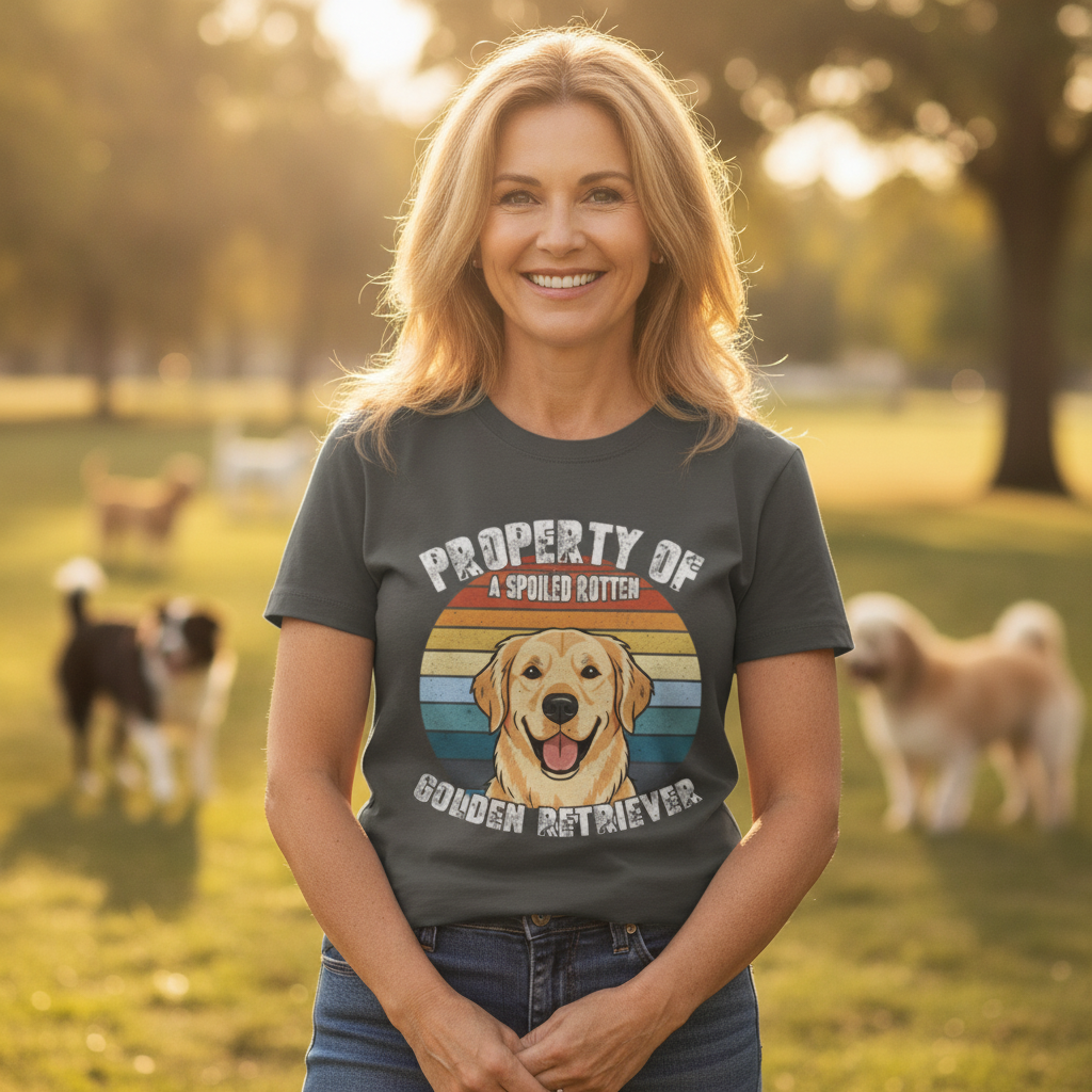 Golden Retriever T-Shirt — "Property of a Spoiled Rotten Golden Retriever" Retro Dog Tee