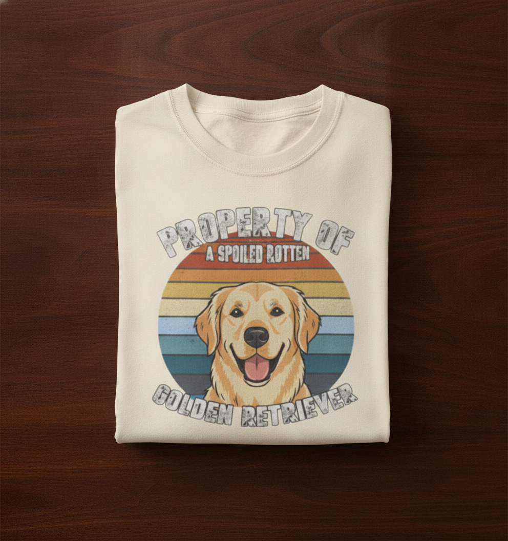 Golden Retriever T-Shirt — "Property of a Spoiled Rotten Golden Retriever" Retro Dog Tee