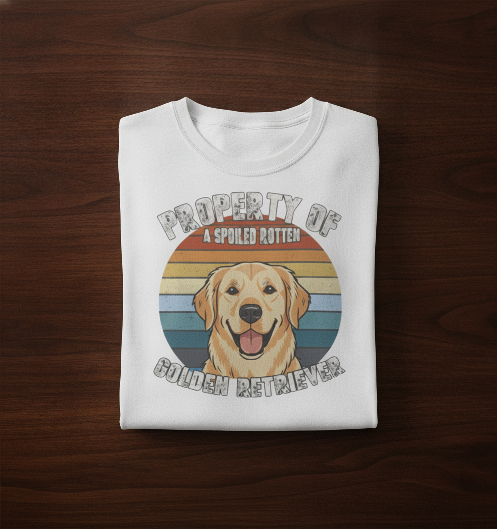Golden Retriever T-Shirt — "Property of a Spoiled Rotten Golden Retriever" Retro Dog Tee