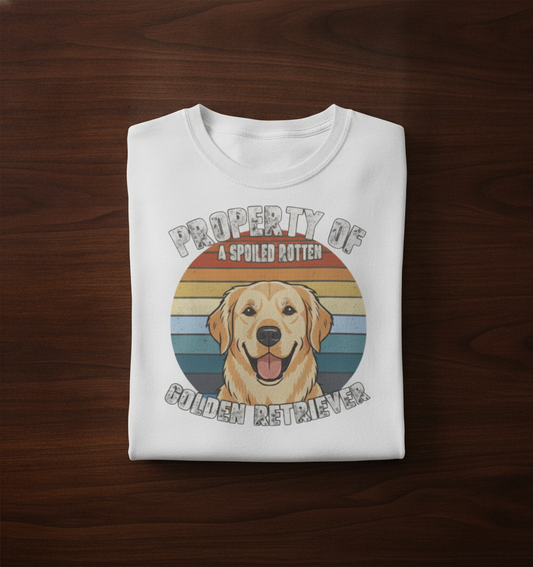 Golden Retriever T-Shirt — "Property of a Spoiled Rotten Golden Retriever" Retro Dog Tee
