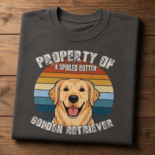 Golden Retriever T-Shirt — "Property of a Spoiled Rotten Golden Retriever" Retro Dog Tee